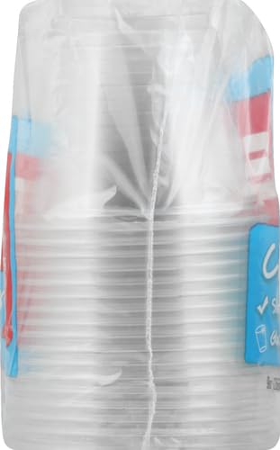 Clear Plastic Cups 9 oz, 40 Count - Disposable Party Cups for Drinks, Cocktails, Juice, Soda - Ideal for Weddings, BBQs, Picnics & Events
