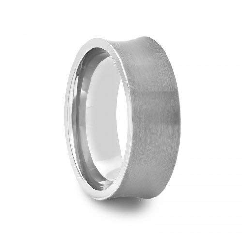 8mm Men's Tungsten Carbide Wedding Band Ring - Brushed Concave Finish for Comfort & Style - Perfect for Engagements, Weddings, and Everyday Wear