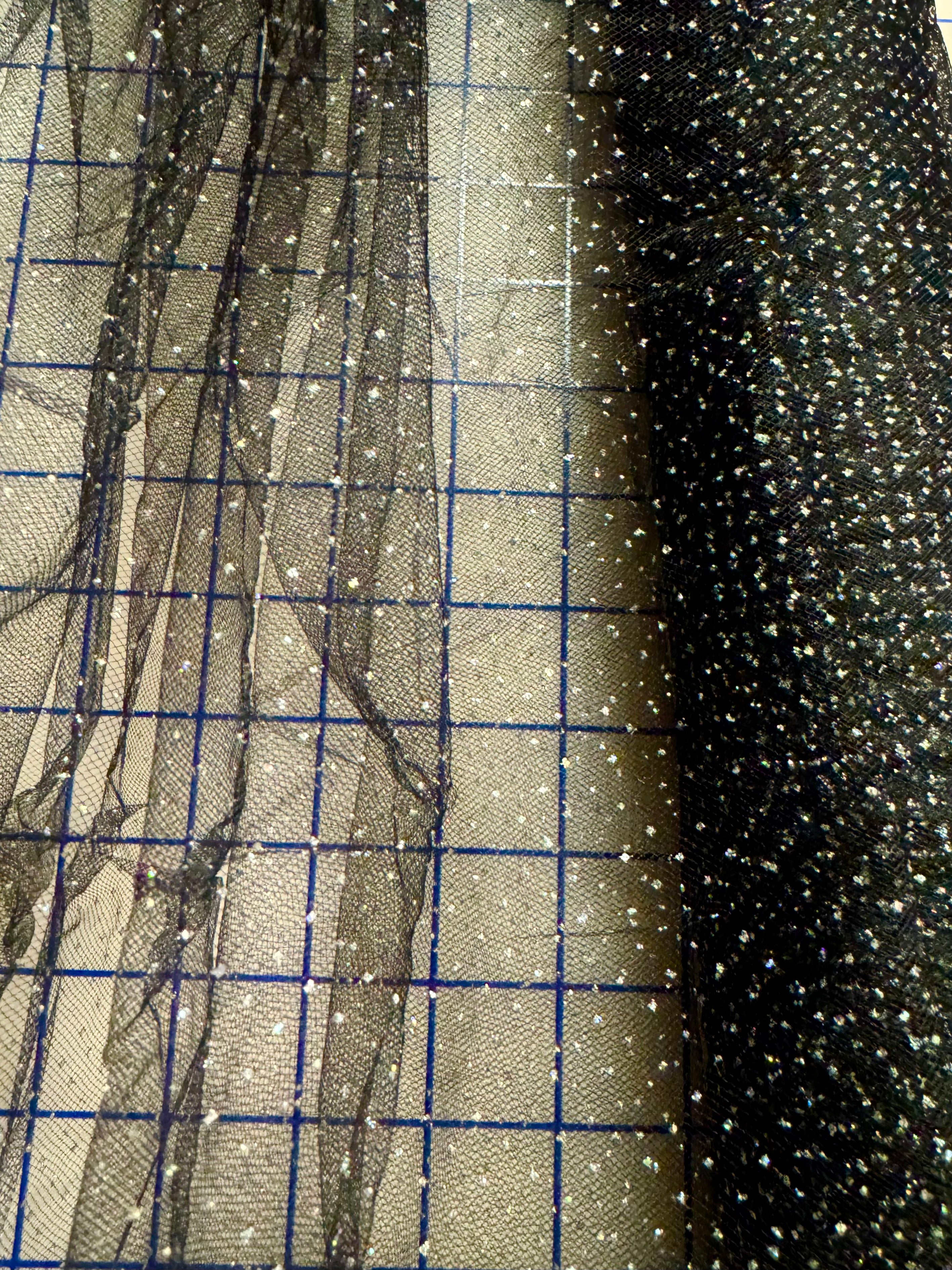 54-Inch Wide Black Sparkle Tulle Fabric - Premium Quality for Wedding Decorations, Party Backdrops & DIY Costume Design