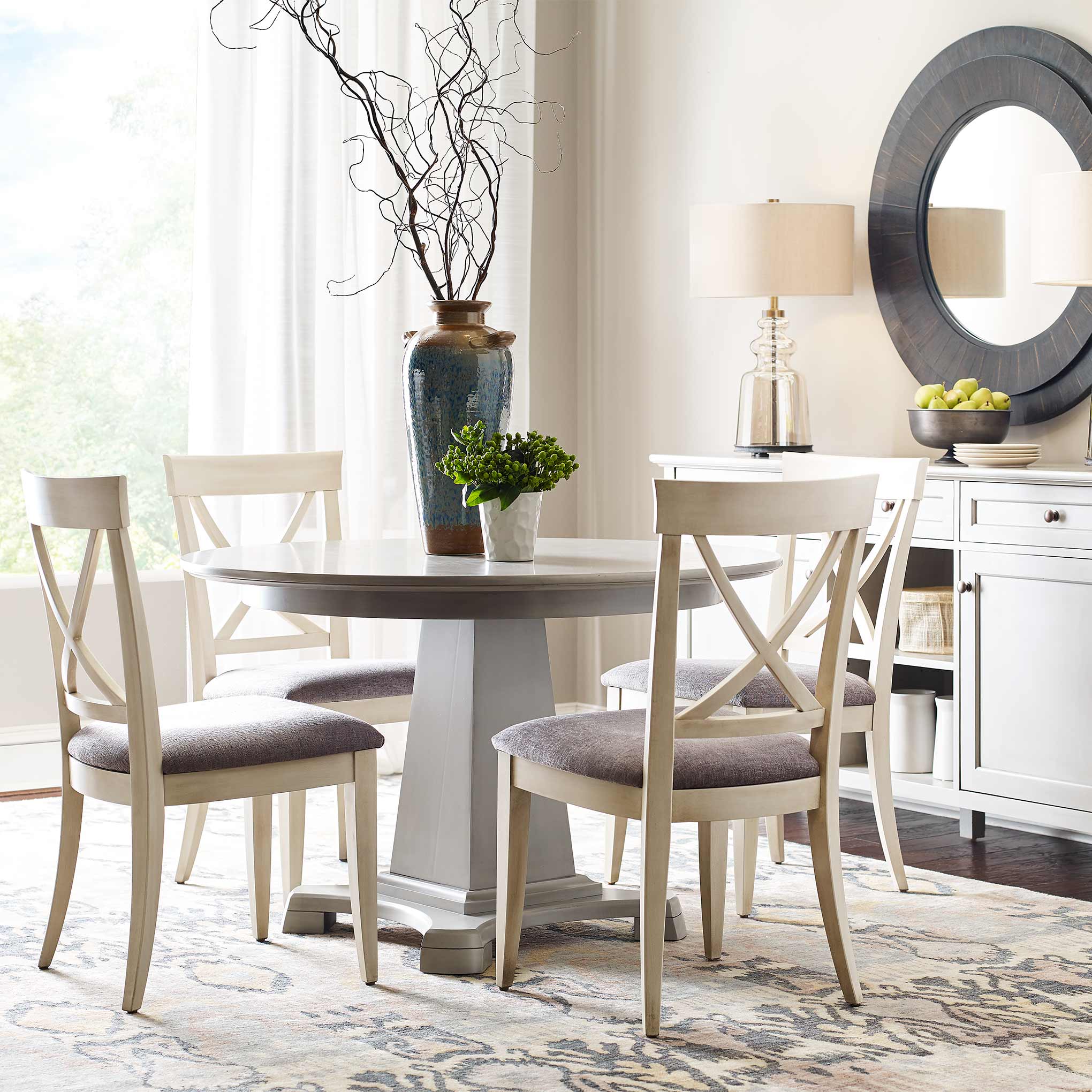 54 Inch Round Dining Table - Solid Wood Modern Kitchen Table for 6-8 People - Perfect for Family Gatherings & Dinner Parties
