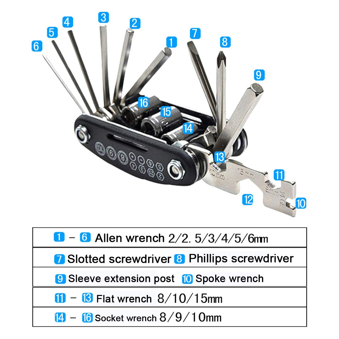 GBIS Portable 16-in-1 Multi-Function Bicycle Repair Tool Kit - Professional Steel Mechanic Tools for Mountain, Road & Racing Bikes - Perfect for On-the-Go Repairs & Emergency Cycling Maintenance