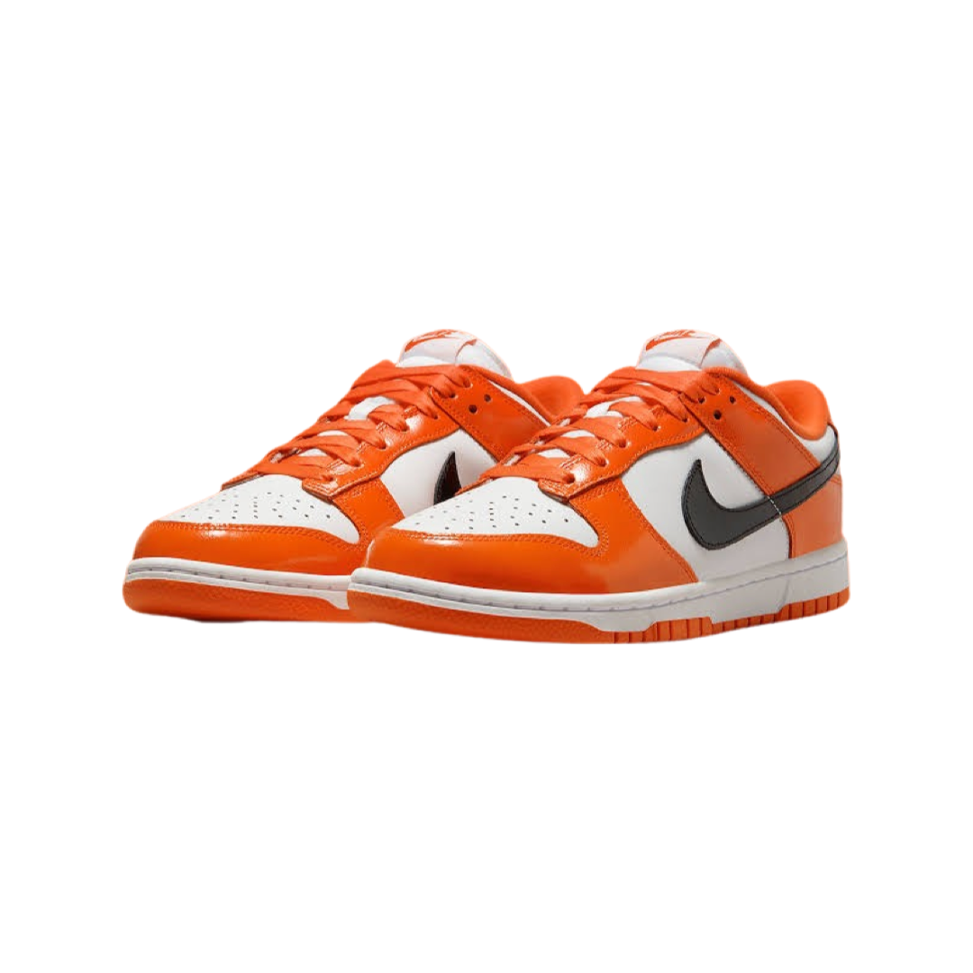 Nike Women's Dunk Low Patent Leather Sneakers - Halloween Edition in Brilliant Orange & Black | Stylish Casual Shoes for Women, Perfect for Streetwear, Parties, and Everyday Fashion