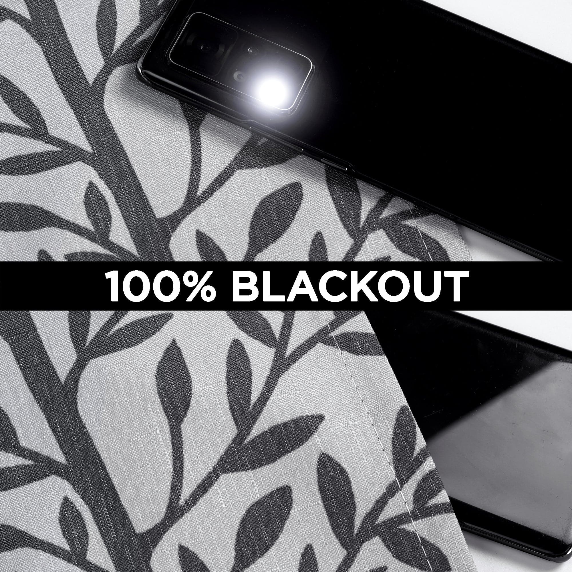 Blackout Curtain Panels with Rod Pocket - Thermal Insulated Linear Tree Design for Bedroom & Living Room - Noise Reducing & Energy Saving Window Treatments