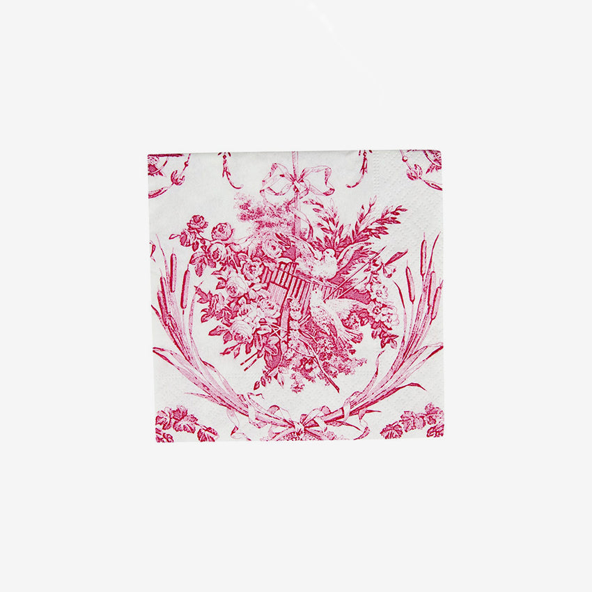 Elegant Romantic Toile Napkins for Fine Dining | Caspari Premium Cotton Table Linens | Perfect for Weddings, Anniversaries & Formal Dinner Parties