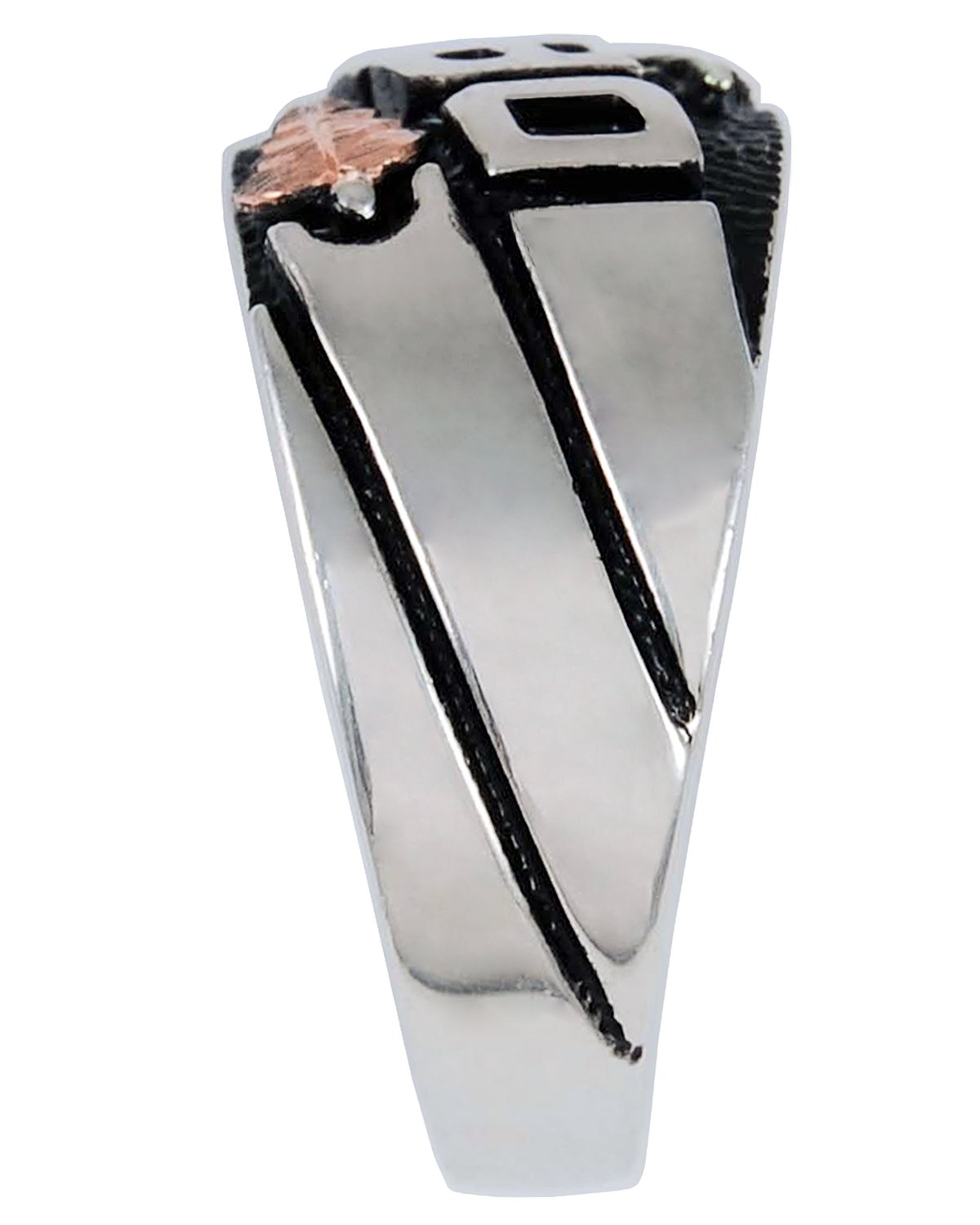 Antiqued Black Hills Gold Motif Ring for Men - Sterling Silver, 12k Green Gold & 12k Rose Gold - Perfect for Weddings, Anniversaries & Special Occasions