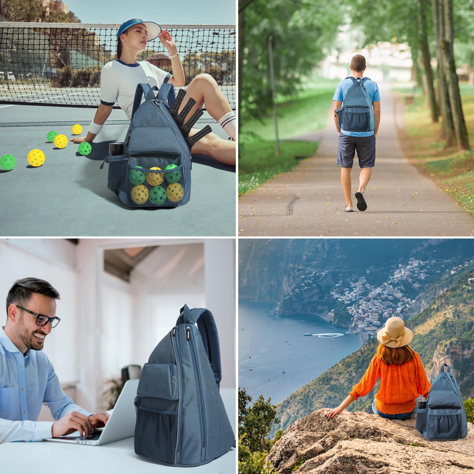 GOROANLY Large Capacity Tennis Sports Bag - Adjustable Multi-Functional Backpack for 4 Paddles, Perfect for Tennis, Squash & Cross-Body Sports with Fence Hook (Red) - Great for Court Training, Gym Workouts & Outdoor Activities