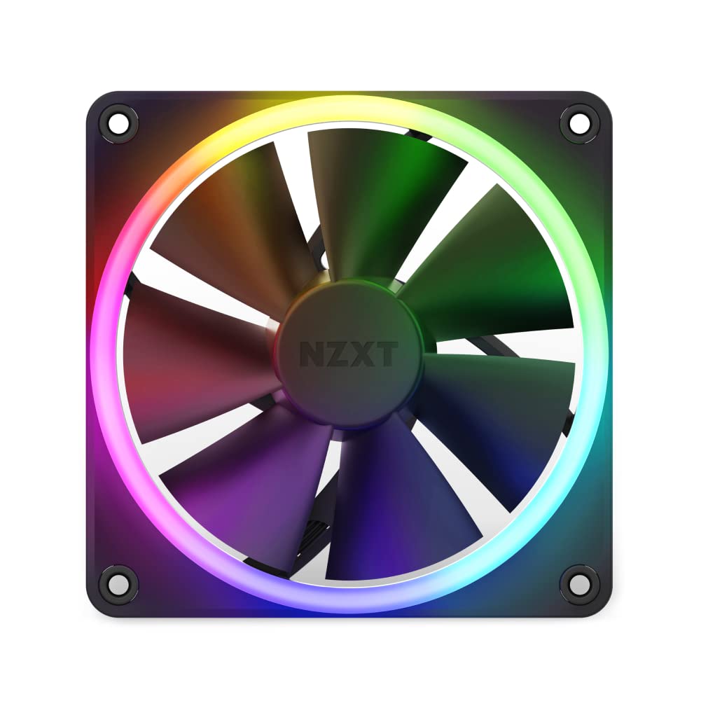 NZXT F120 RGB PC Cooling Fans - 120mm Black Case Fans with Advanced RGB Lighting & Quiet Operation - Triple Pack Includes Fan Controller - Perfect for Gaming PCs, Workstations & Custom Builds