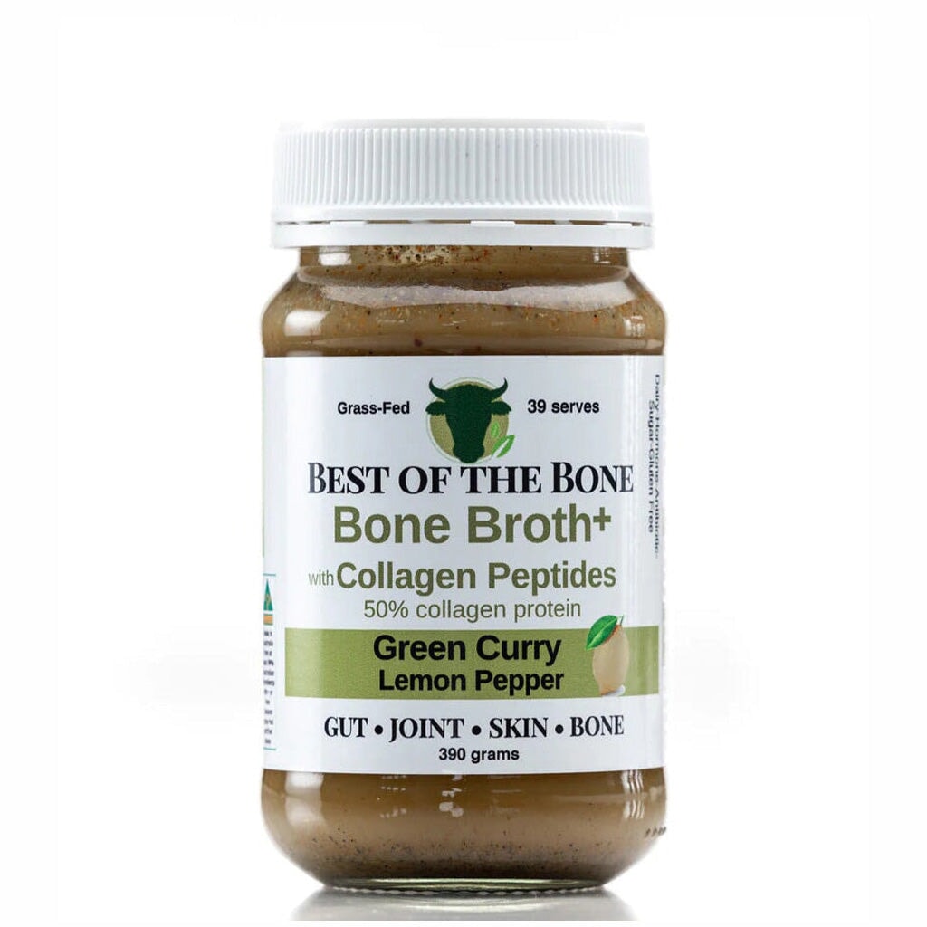 Best of the Bone Bone Broth Concentrate with Green Curry & Lemon Pepper - Keto & Paleo-Friendly Collagen Protein Powder for Soups, Cooking & Wellness Drinks