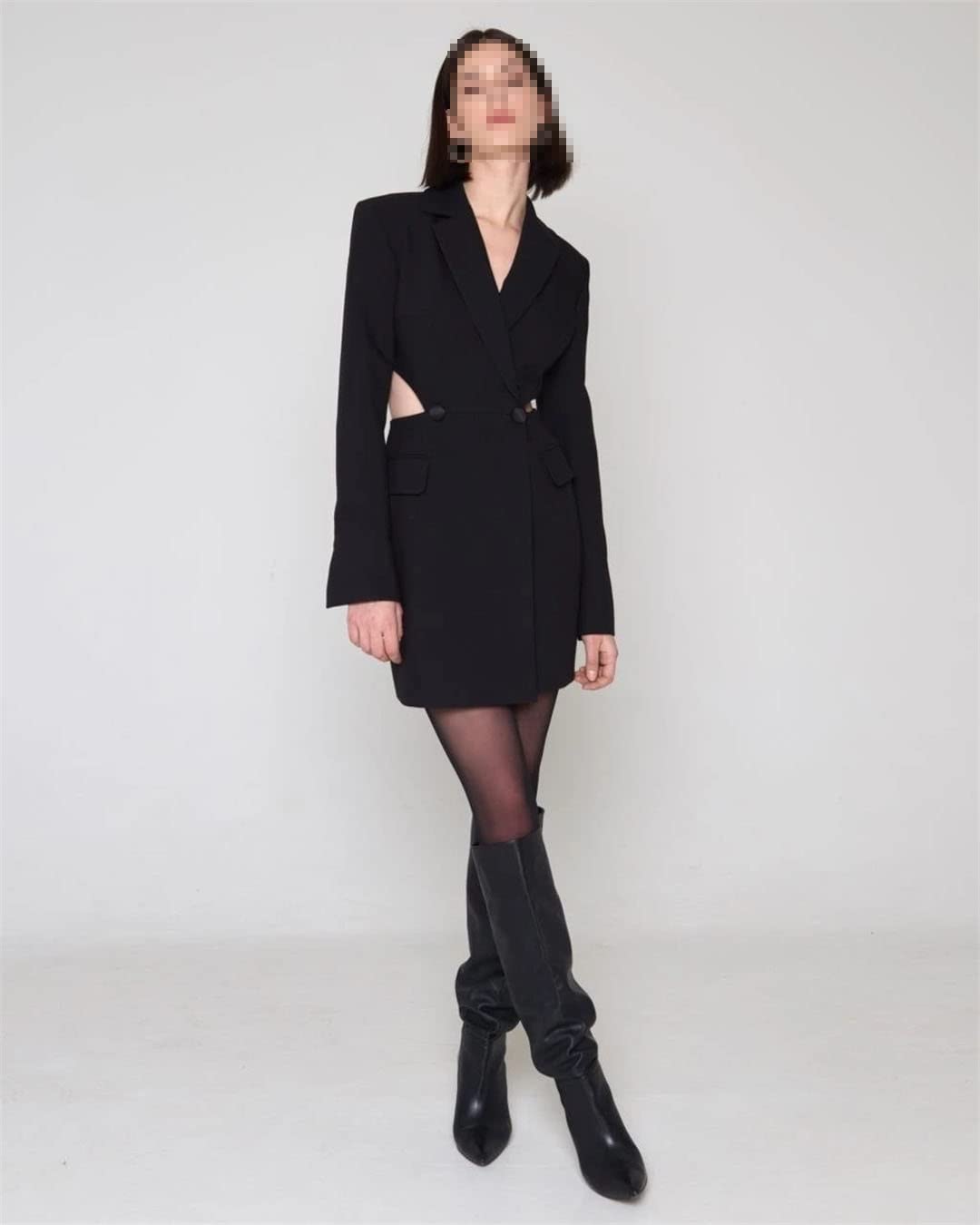 Women's Blazer Dress - Sexy Formal Long Sleeve Notched Lapel Jacket for Office Work & Casual Wear | Perfect for Business Meetings, Date Nights & Professional Outfits