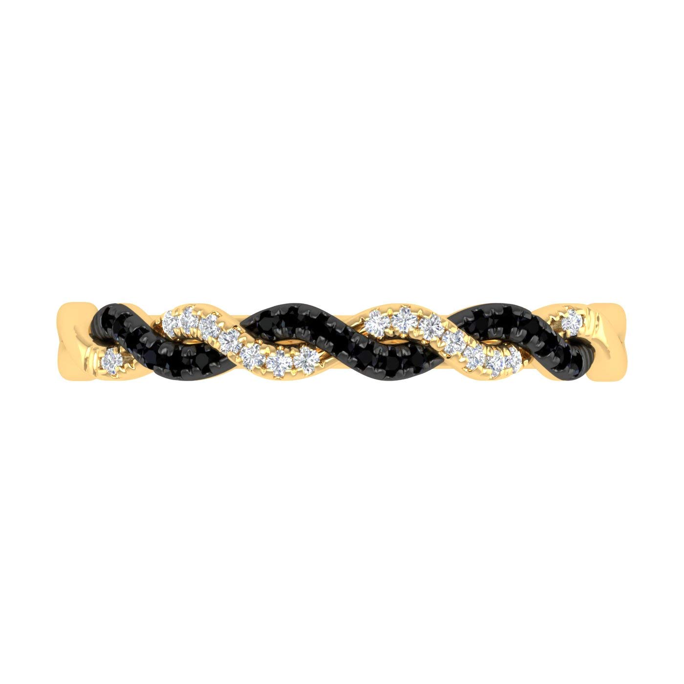 1/10 Carat Twisted Black & White Diamond Wedding Band Ring - 10K Solid Gold Engagement Ring for Women - Perfect for Bridal, Anniversary & Special Occasion Gifts