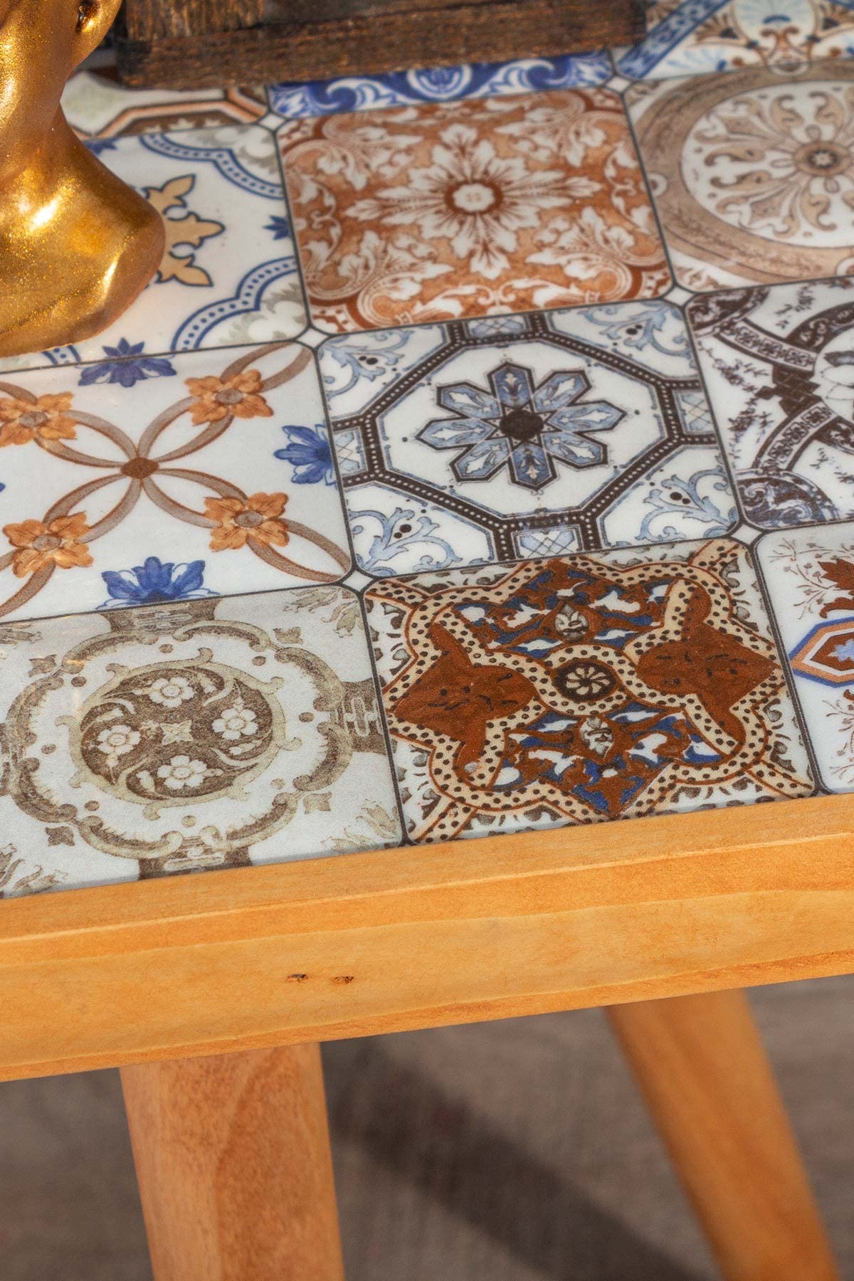Comfyt Solid Wood Nesting Table Set - Coffee Table, Side Table, End Table, Nightstand & Bedside Table with Mexican Tile Design - Perfect for Living Room, Bedroom & Home Decor Essentials