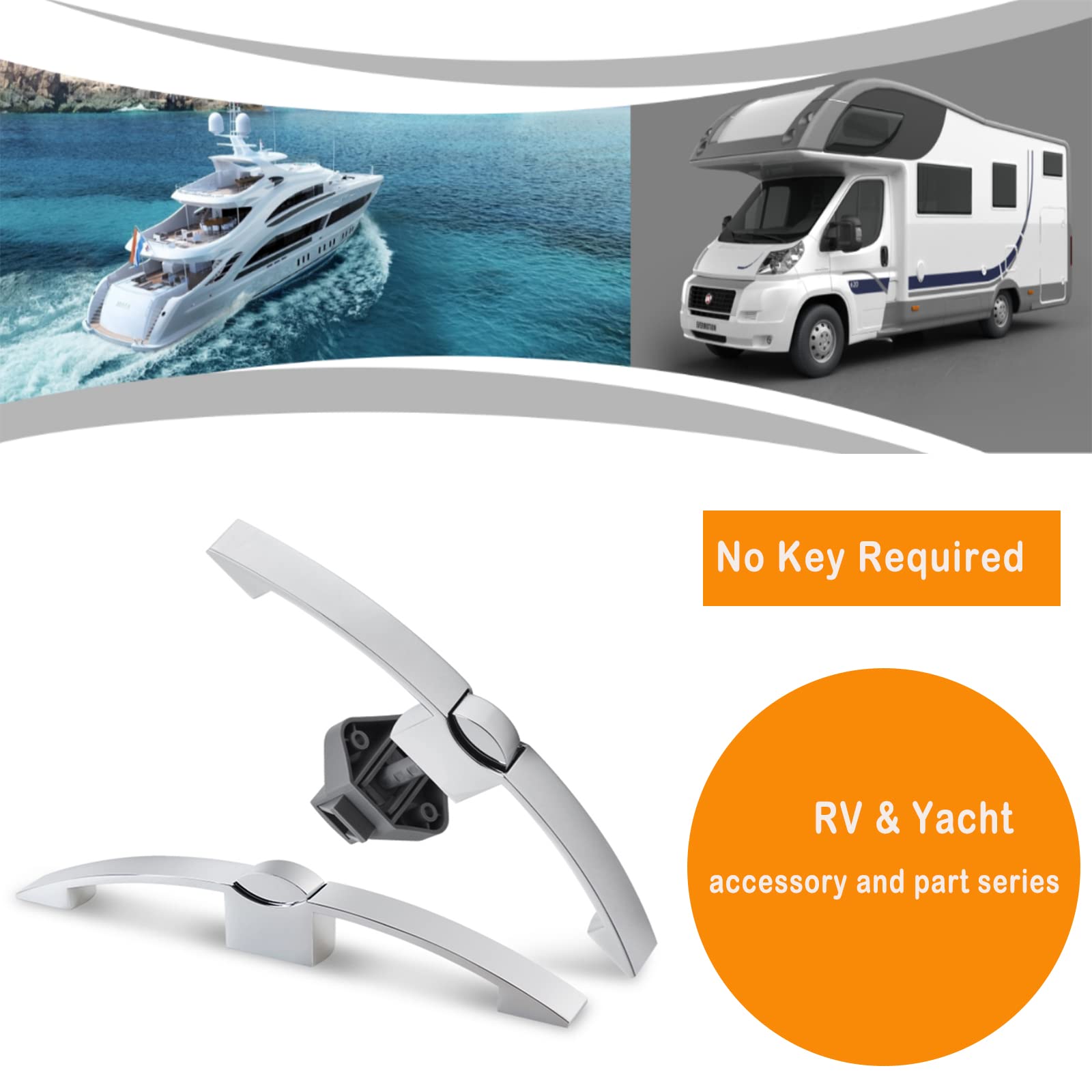 Chrome Arc Push Button Pull Lock Handle for Caravan RV Cupboard Yacht Boat Cabinet Drawer - Zinc Alloy Security Lock (4 Pack) | Perfect for RV Storage, Marine Cabinets & Travel Trailer Organization