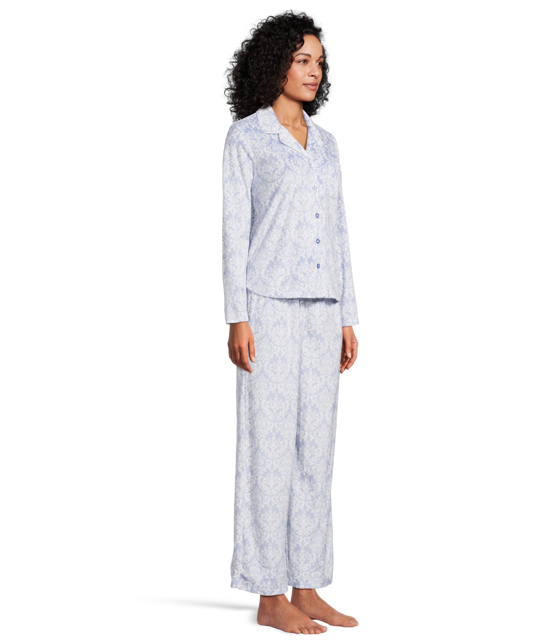 Karen Neuburger Petite Minky Fleece Long Sleeve Pajama Set with Socks - Cozy Women's Sleepwear for Winter Nights & Lounge Wear