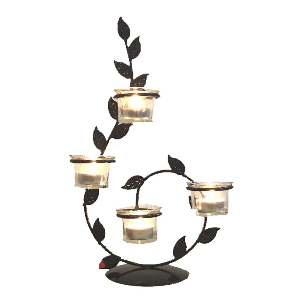 SYALEO 4-Head Iron Candle Holder Stand - Leaf Shape Candlestick for Romantic Dinner, Wedding & Home Decor - Elegant Table Centerpiece for Dining Room, Living Room & Special Occasions