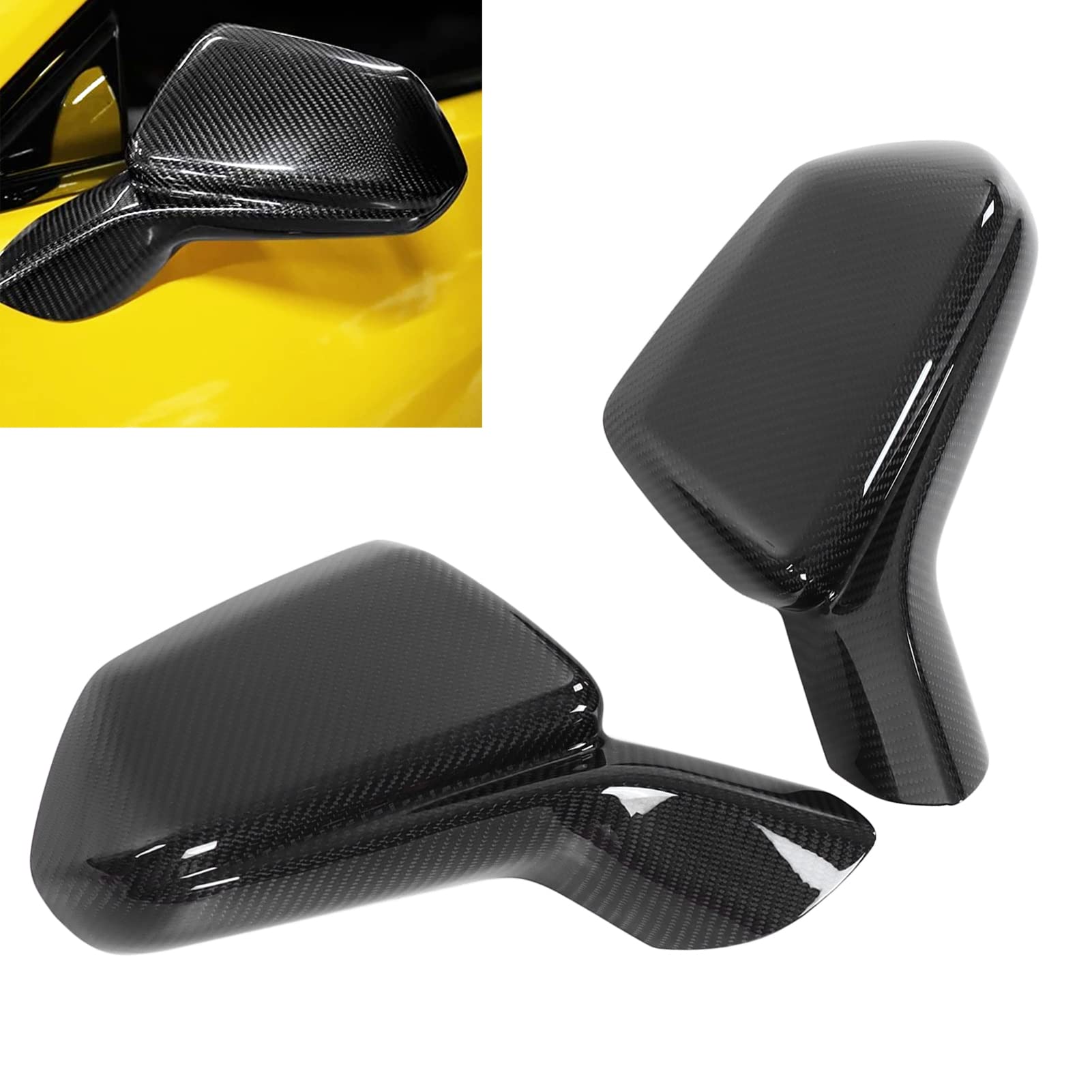 Ymiko 2Pcs Carbon Fiber Rearview Mirror Covers for Chevy 2015-2021 - Side Mirror Protectors & Trim Replacement - Upgrade Your Car's Style & Protection (Perfect for Daily Commute & Road Trips)