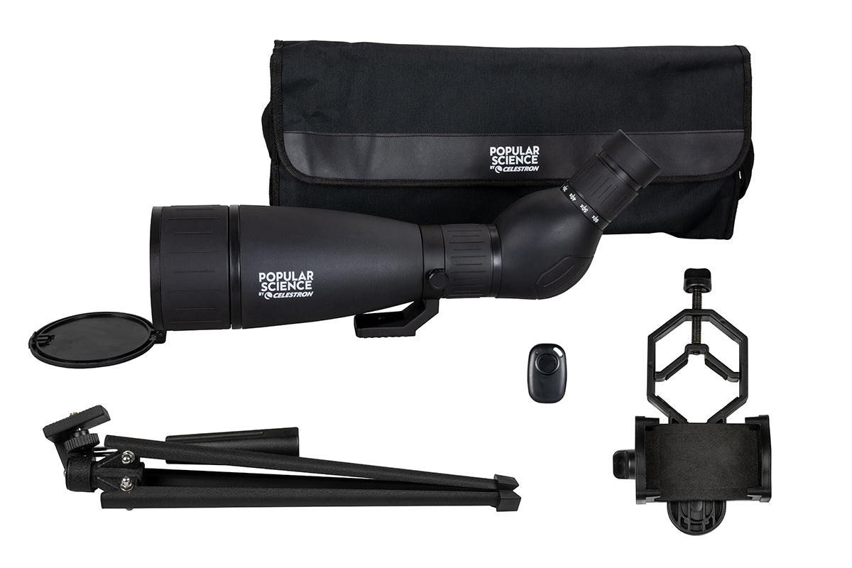 Celestron LandScout 20-60x80mm Angled Zoom Spotting Scope with Smartphone Adapter & Bluetooth Remote - High-Powered Telescope for Bird Watching, Hunting, and Outdoor Observation - Perfect for Wildlife Enthusiasts and Nature Explorers