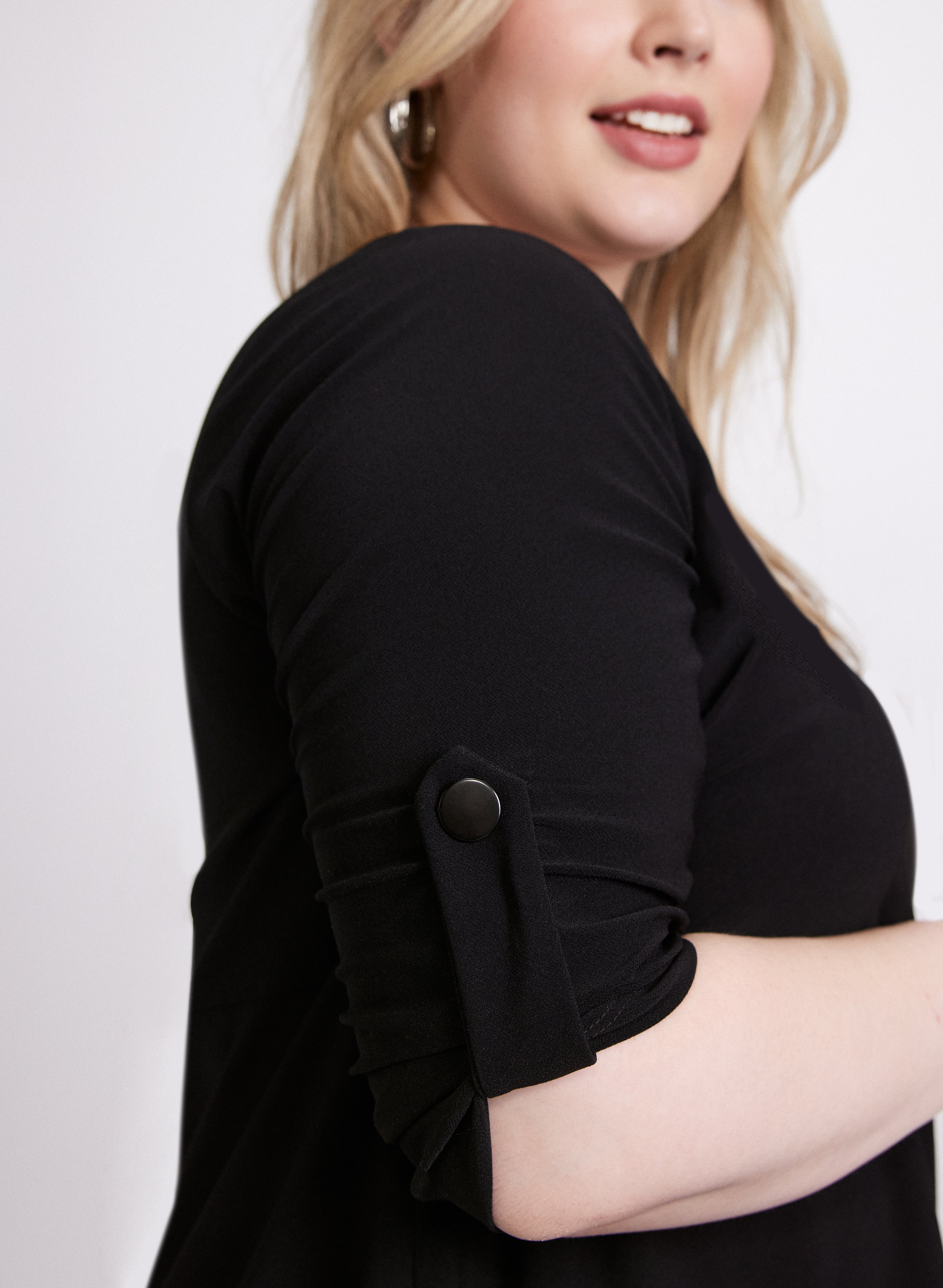 Elegant 3/4 Sleeve Crepe Blouse for Women - Comfortable & Stylish Office Wear & Casual Outfits