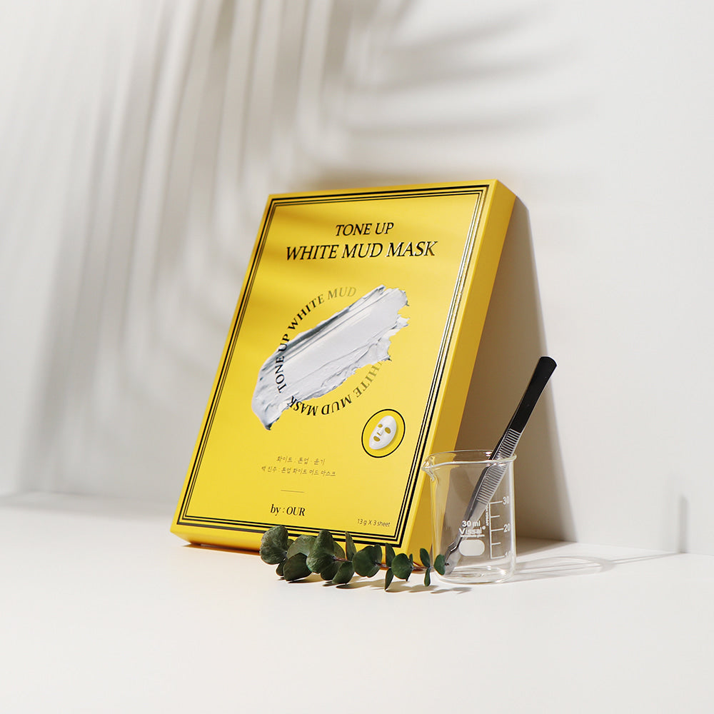 BY_OUR Brightening White Mud Mask - 1 Box (13g x 3) for Glowing Skin | Deep Cleansing & Pore Minimizing Facial Treatment | Perfect for Spa Nights & Self-Care Routines