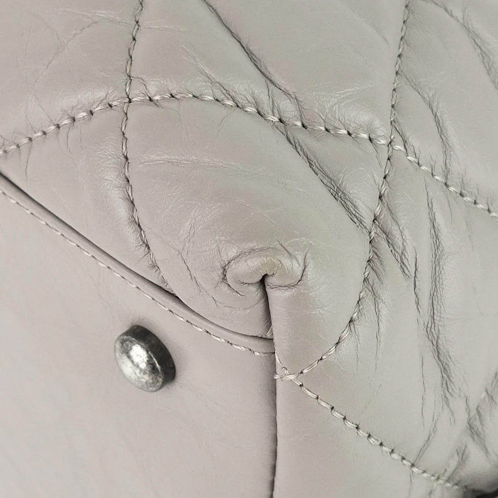 Chanel Grey Aged Calfskin Small Two-Way Bowling Bag | Luxury Designer Handbag for Women | Perfect for Work, Travel & Evening Events