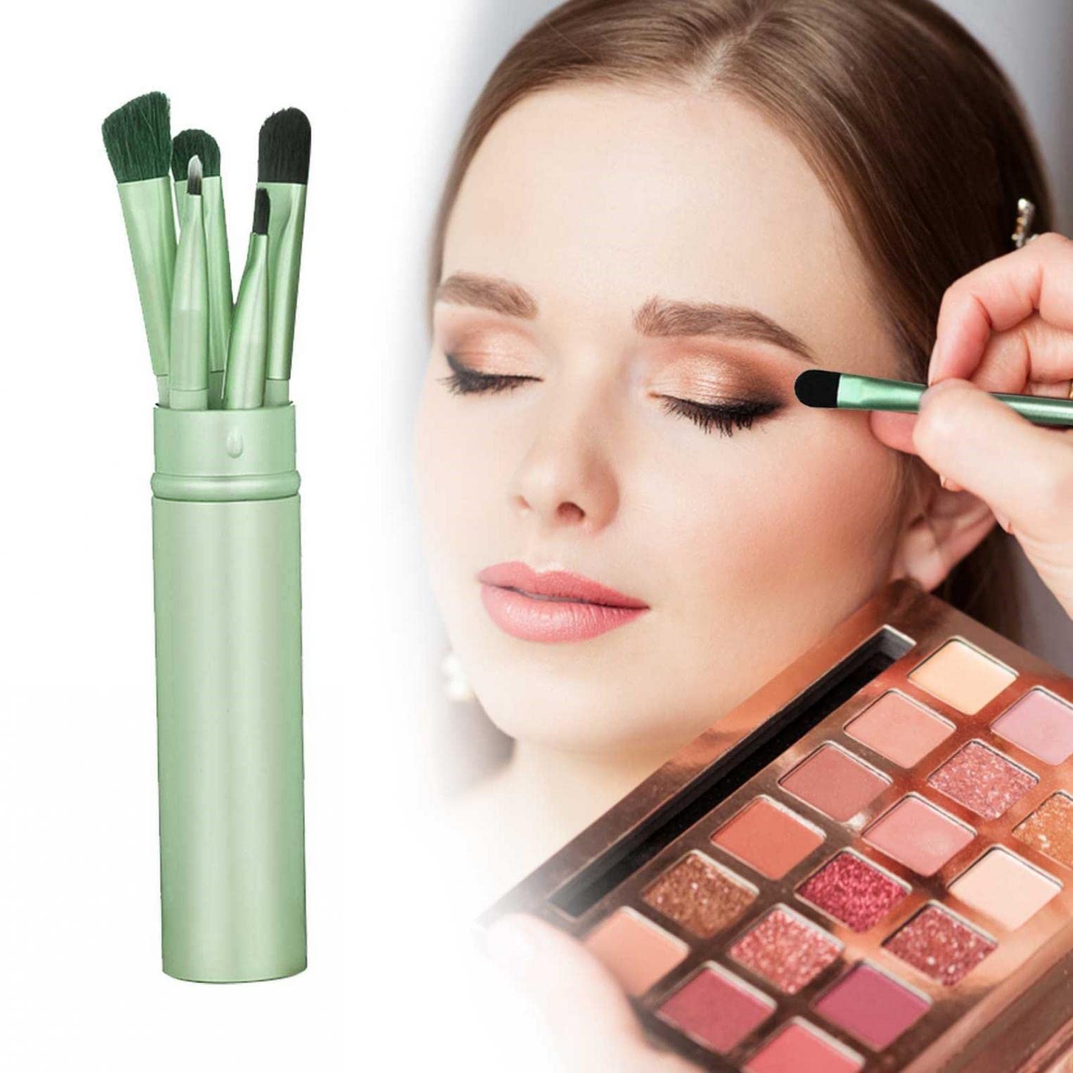 5Pcs Soft Synthetic Eyeshadow Brush Set with Travel Case - Professional Makeup Brushes for Blending, Concealing & Eye Shadow Application | Perfect for Travel, Home & Professional Makeup Kits