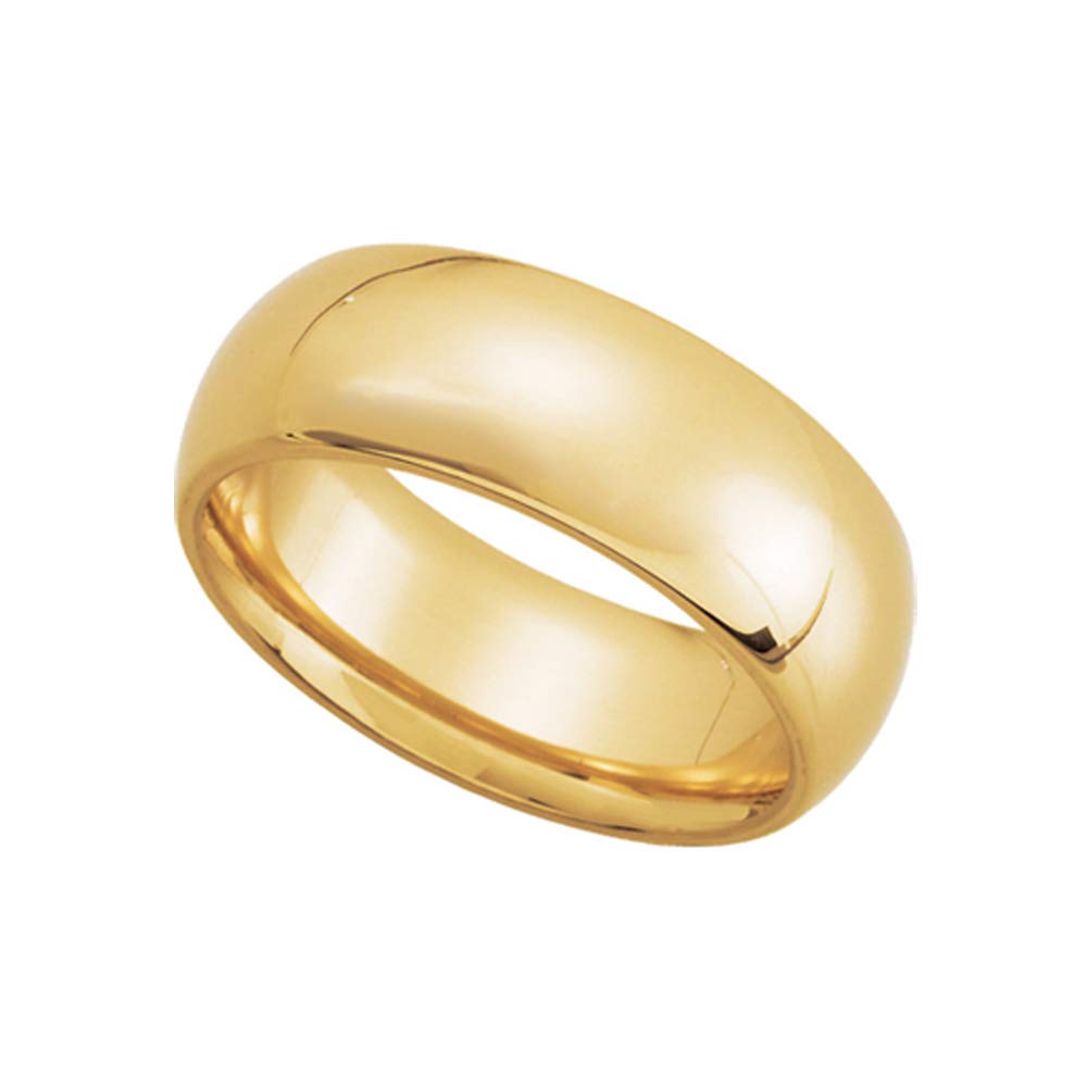 The Black Bow 7mm Domed Comfort Fit Wedding Band in 14k Yellow Gold - Perfect for Engagements, Anniversaries, and Special Occasions
