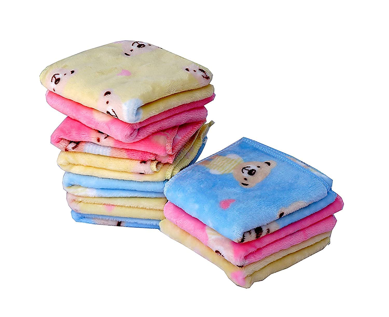 DEXO Soft Cotton Handkerchief Set for Kids, Women & Girls - 6-Piece Teddy Bear Print Baby Face Towels | Multicolor Hankies for Daily Use, Travel & Gifts