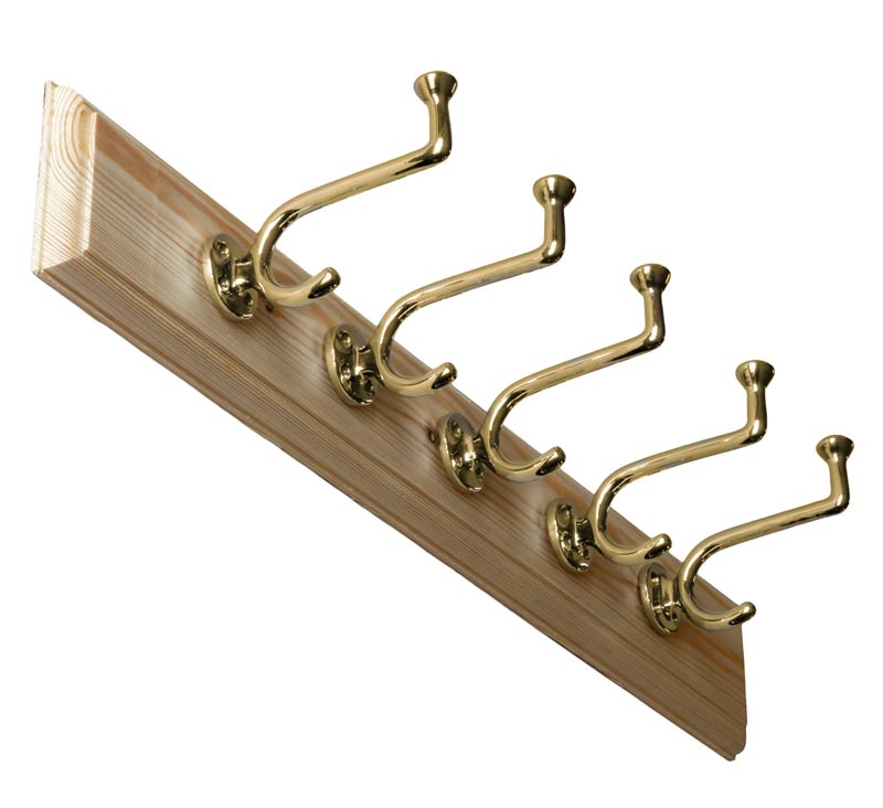 Kroklist 65 cm Wooden Coat Hanger with Hook - Fehrlins 3255 Brass - Perfect for Closet Organization & Home Decor