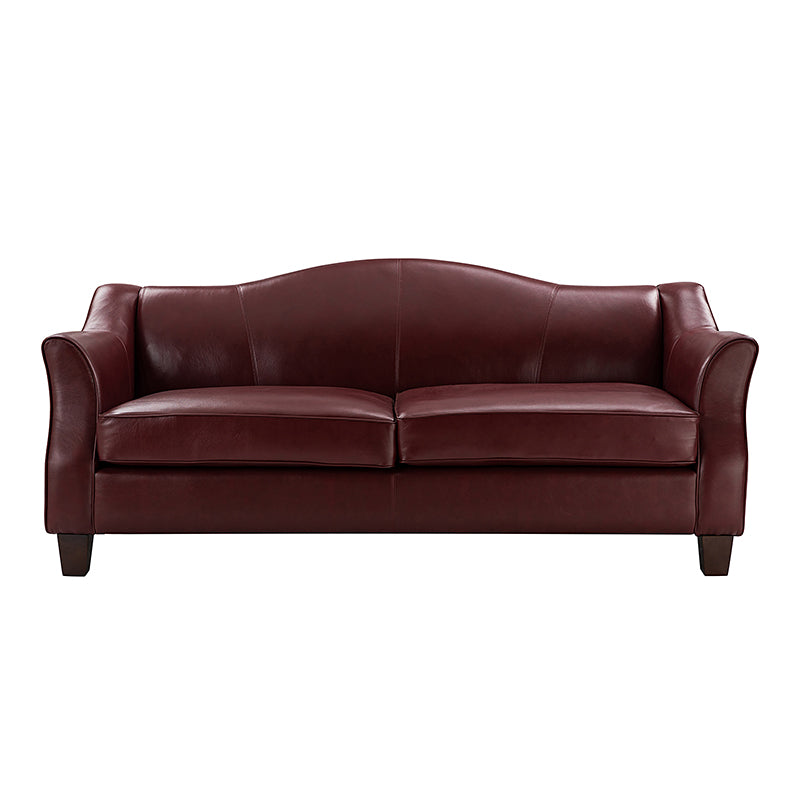 Hugo Traditional Style Curved Genuine Leather Sofa - Elegant Living Room Furniture for Home, Office & Lounge Decor