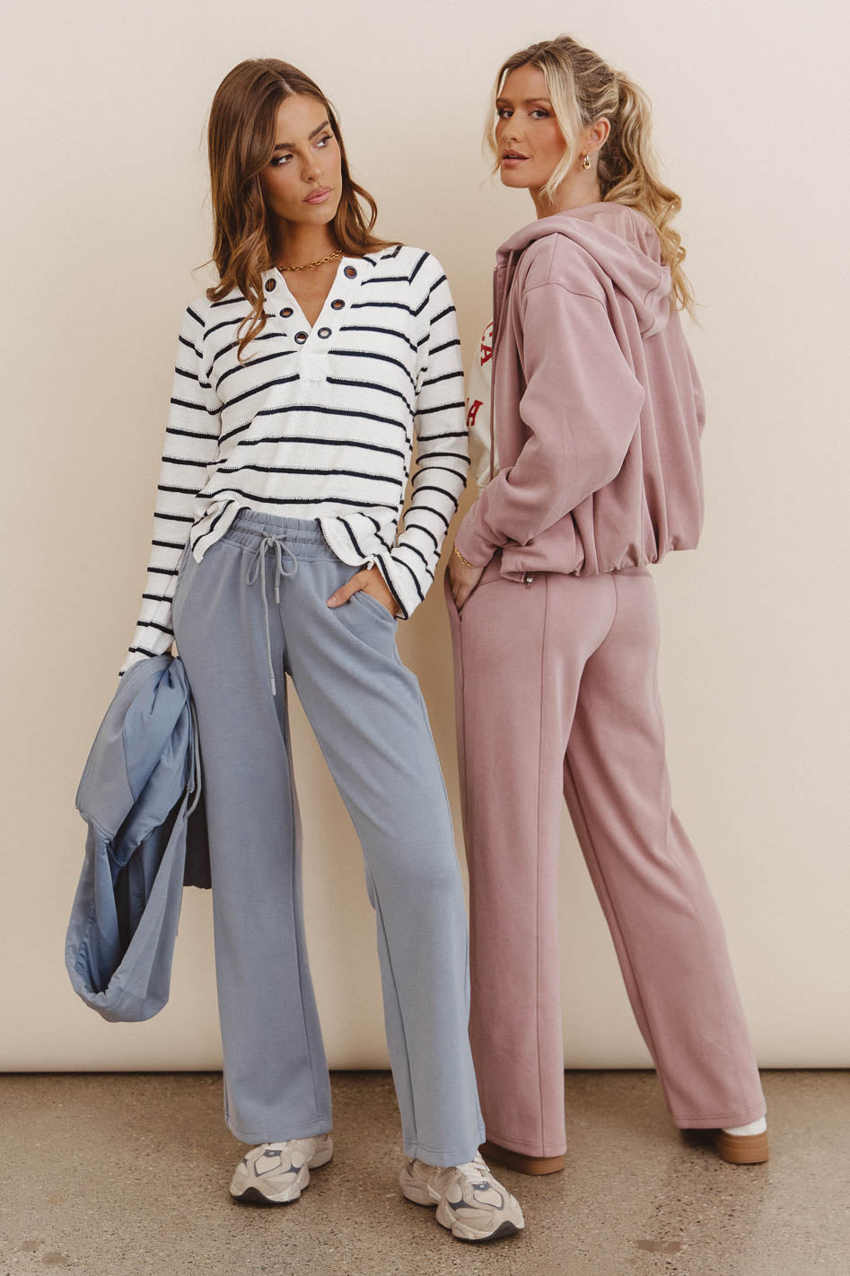 Stylish Blue Balance Wide Leg Pants for Women - Comfortable High Waisted Palazzo Trousers for Casual Wear, Office & Travel