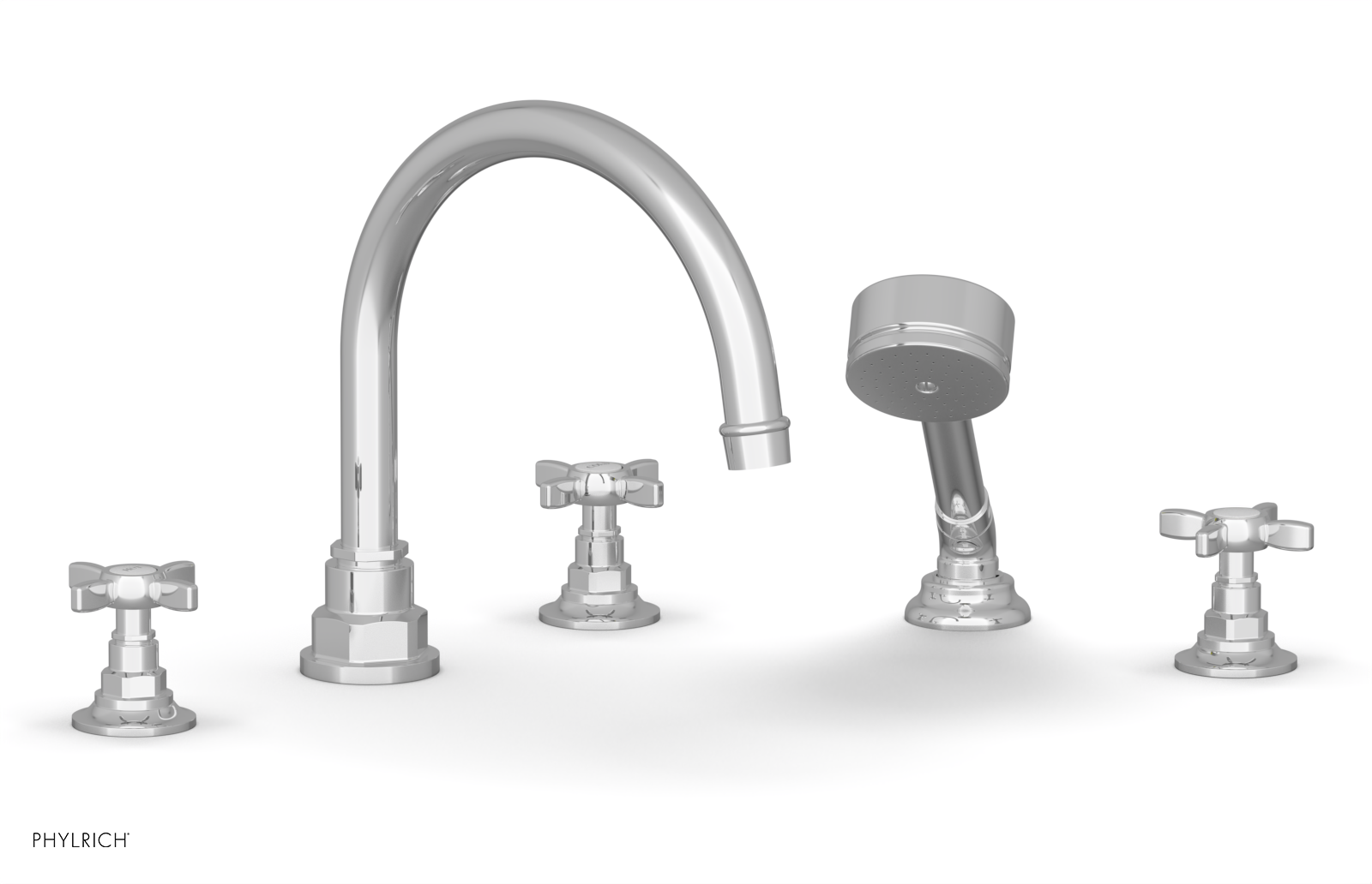 Jamestown Deck Tub Set with Hand Shower - Cross Handles 165 48 - Outdoor/Indoor Freestanding Bathtub for Patio, Garden, or Bathroom Relaxation