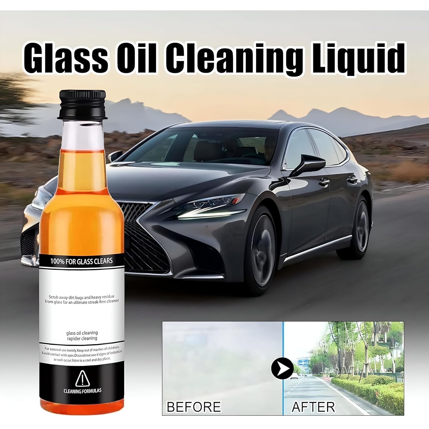 YORBAX Car Windshield Cleaner & Glass Oil Film Remover - Water Spot Eliminator for Auto & Home Windows - 100ml (Pack of 2) - Perfect for Car Wash, Windshield Maintenance & Household Glass Cleaning