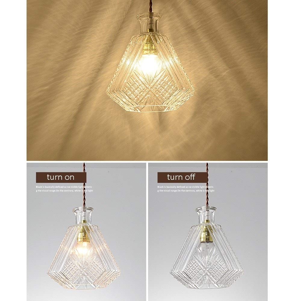 Modern LED Chandelier Lamp - Nordic Style Glass Pendant Light with E27 Socket, Transparent Carved Glass Shade for Ceiling Lighting - Perfect for Restaurant, Office, Bedroom, and Dining Room Decor