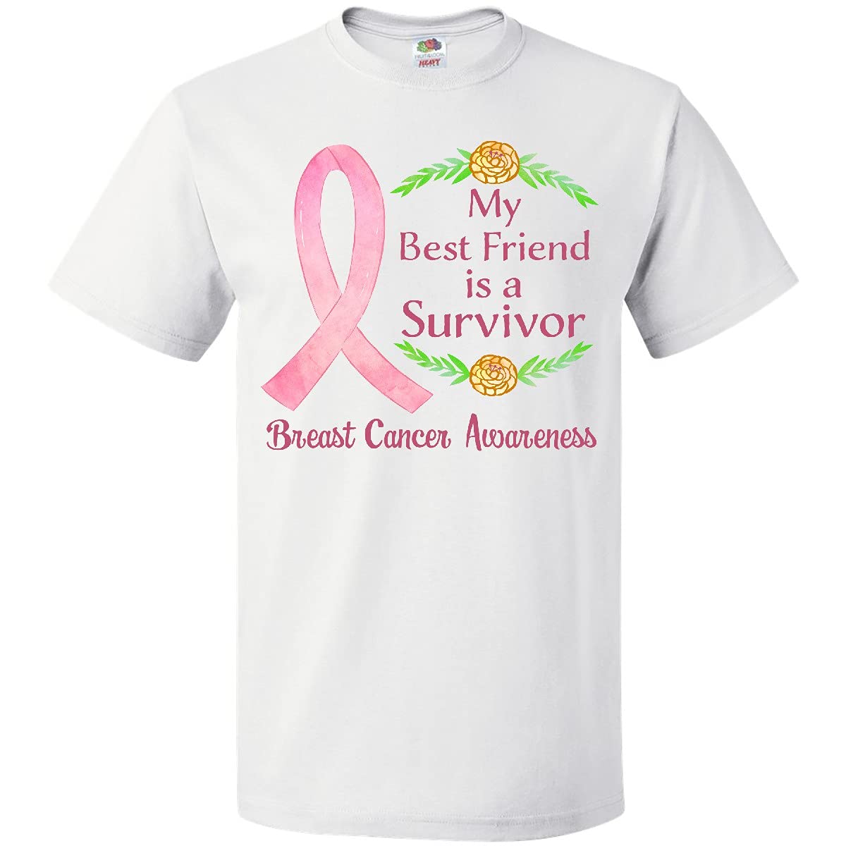 Inktastic My Best Friend is a Survivor Breast Cancer Awareness T-Shirt - Supportive & Inspirational Wear for Fundraisers, Walks, and Everyday Advocacy