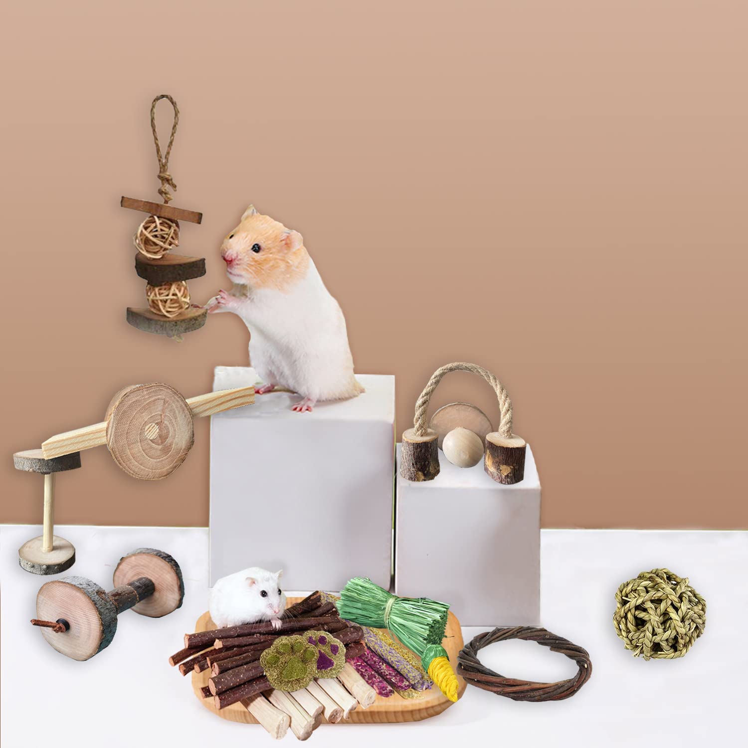 **Wooden Chew Toys for Guinea Pigs, Rabbits, Gerbils, Rats & Birds – Small Pet Dental Care & Exercise – Perfect for Cage Enrichment & Teeth Health**