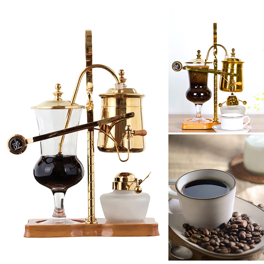 Premium Gold Retro Balance Siphon Coffee Maker - Elegant Vintage Design for Home Brewing, Perfect for Coffee Enthusiasts & Gift Giving