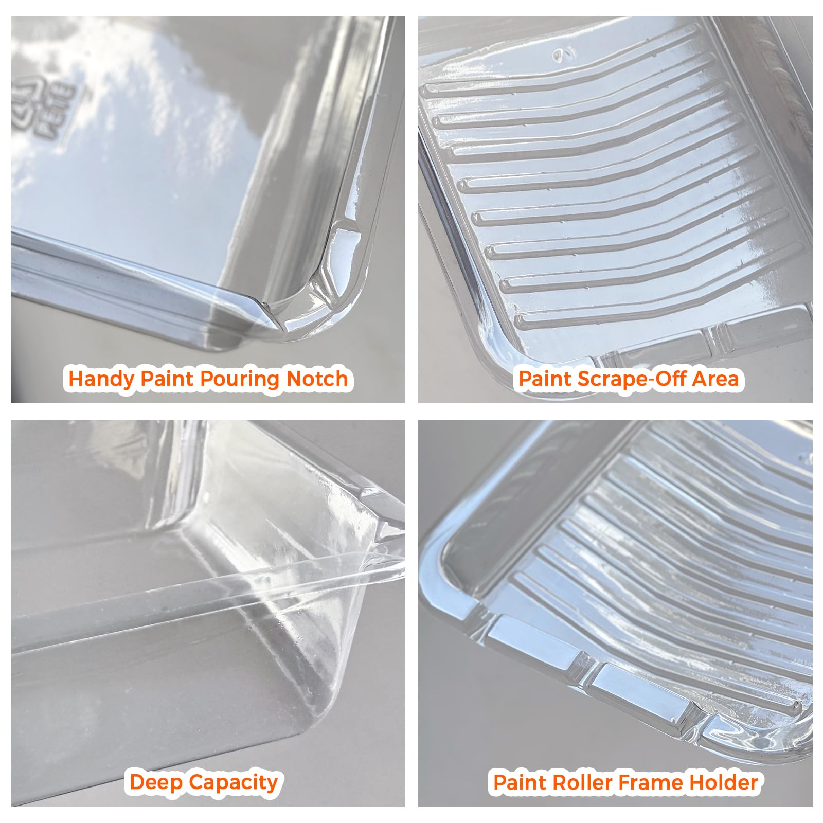 6 Pack 4 Inch Disposable Paint Tray Liners with Free Gloves - Small Plastic Paint Roller Pan Liners for Walls, Home Painting & DIY Projects - Perfect for Interior Decorating, Touch-Ups & Professional Use