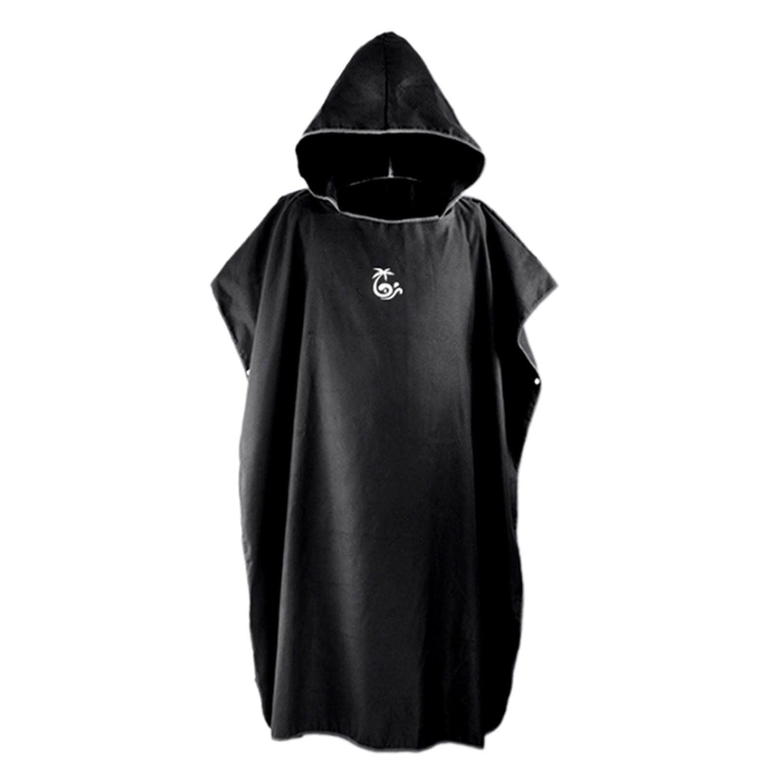 **Yotijay Lightweight Microfiber Surf Poncho with Hood & Front Pocket - Quick Dry Wetsuit Changing Robe for Swimming, Beach, Surfing & Outdoor Sports - Black**