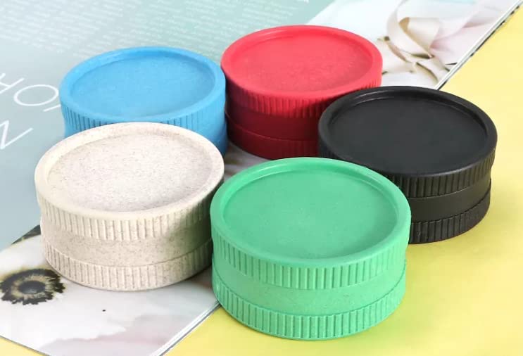 Premium Biodegradable BPA-Free Plastic Herb & Spice Grinder - 2-Piece Compact Portable Mini Crusher with Strong Teeth for Dry Herbs, Spices, Seasonings - Perfect for Kitchen, Camping & Travel Use - Black
