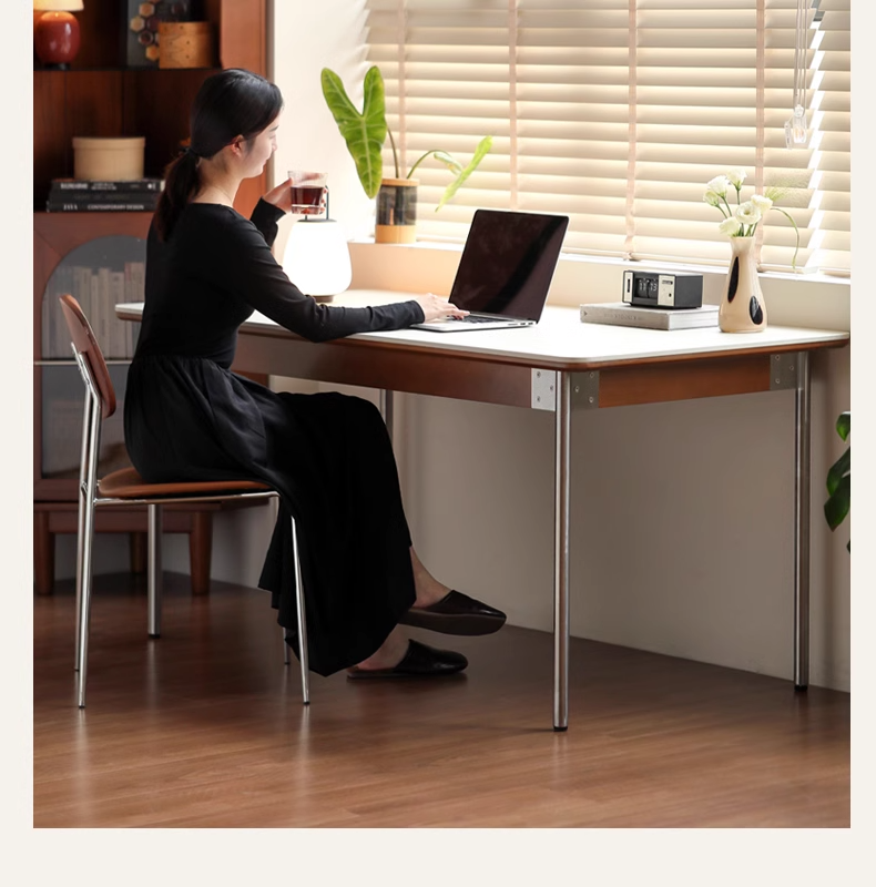 Modern Poplar Solid Wood Bauhaus Dining Table - Minimalist Scandinavian Style for Small Spaces - Perfect for Apartments, Breakfast Nooks & Cozy Dining Areas