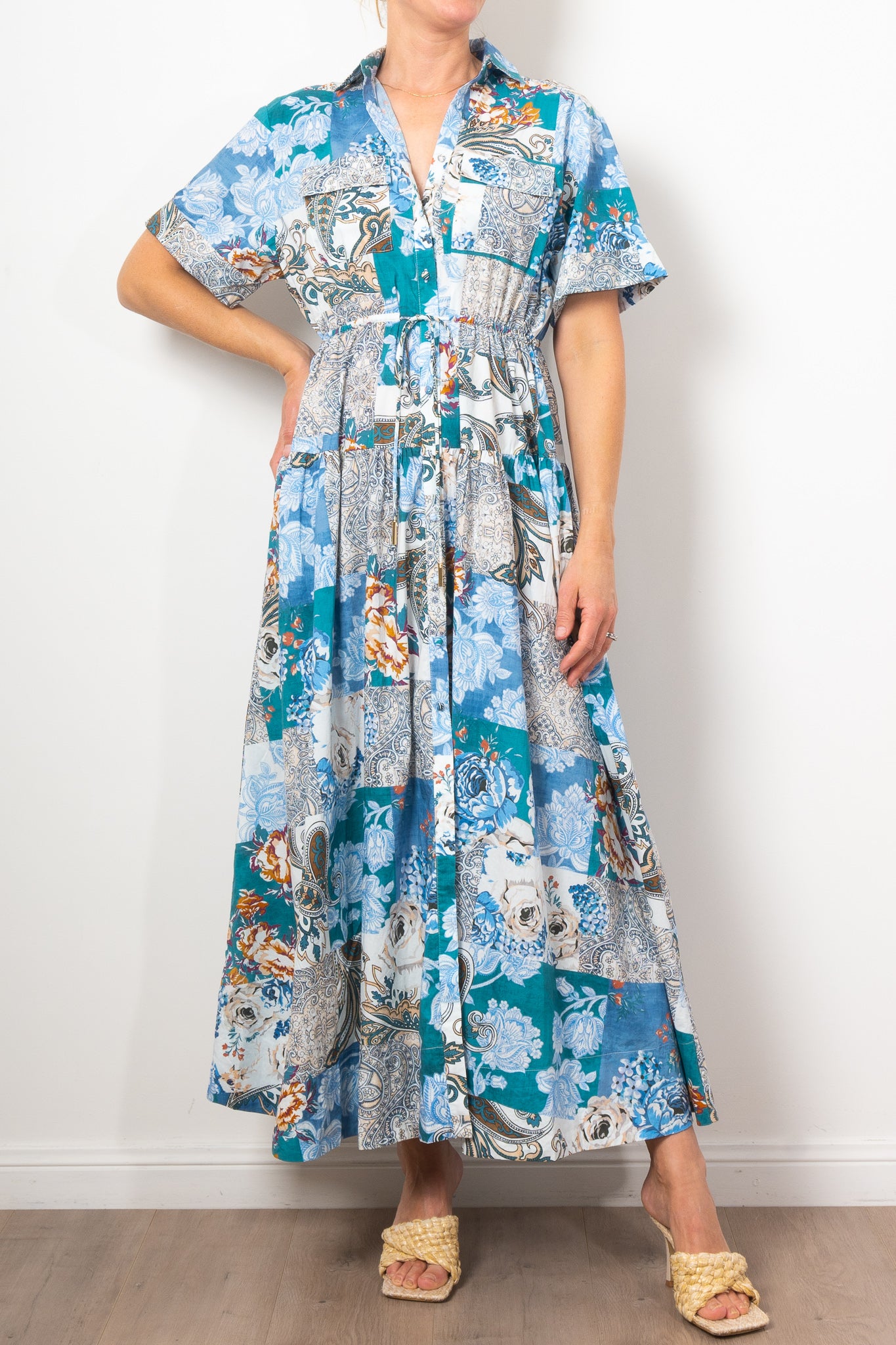 Kinney Maeve Patchwork Maxi Dress for Women | Bohemian Floral Print Long Dress | Perfect for Summer Vacations, Beach Parties & Casual Outings