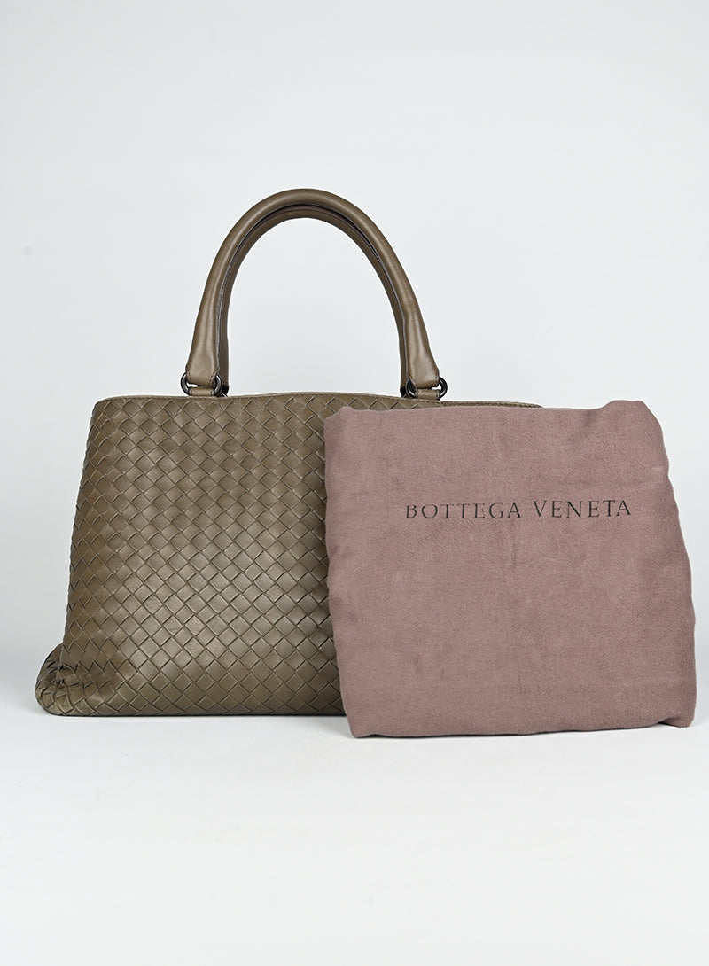 Bottega Veneta Milano Leather Handbag in Mud Color - Luxury Italian Designer Tote for Women, Perfect for Work, Travel & Everyday Use