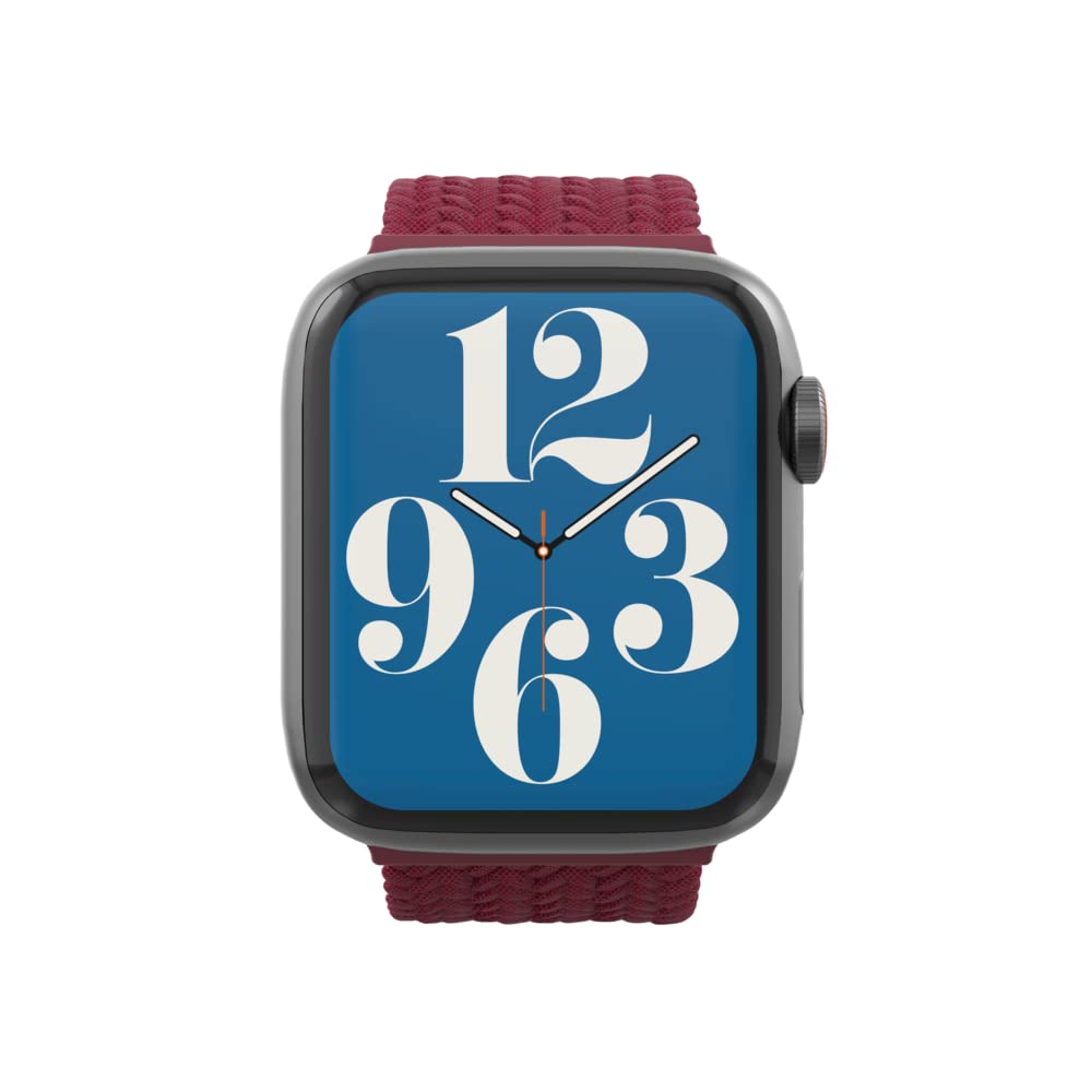 ZAGG Gear4 Braided Stretchy Solo Loop Band for Apple Watch 38mm 40mm 41mm - Medium Size, Wine Red - Compatible with iWatch Series 7/6/SE/5/4/3/2/1 - Comfortable Elastic Strap for Workouts, Running & Everyday Wear (705009497)