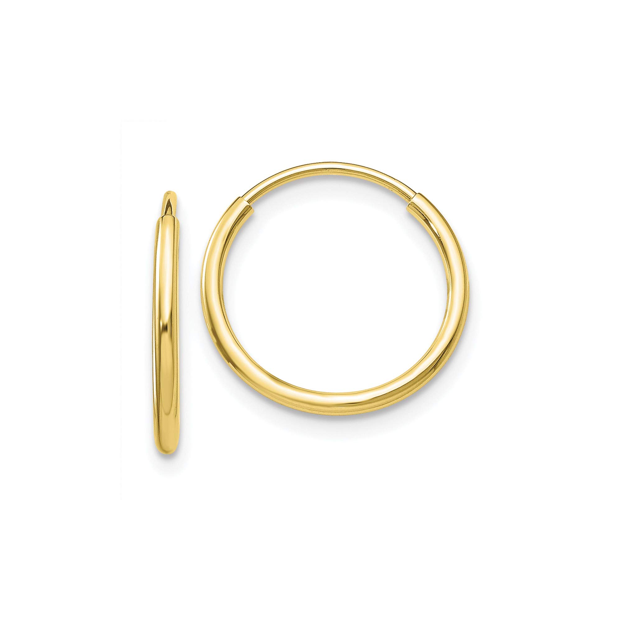 10K Yellow Gold Polished Endless Tube Hoop Earrings for Women - Perfect for Everyday Wear, Parties & Special Occasions