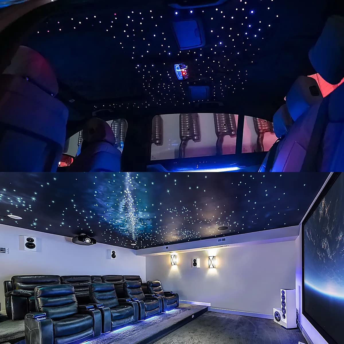 AKEPO 16W Small Fiber Optic Light Kit with Twinkle Effect, APP & RGBW Music Sync - 550 Strands 0.03in 9.8ft/3m Star Ceiling Lights for Car Headliner & Home Decor | Perfect for Bedroom, Theater, and Party Lighting