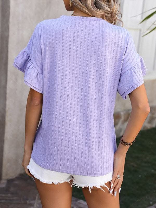 Stylish Women's Ruffle Sleeve T-Shirt - Trendy Blouse for Casual Outfits & Summer Fashion | Perfect for Date Nights, Office Wear & Weekend Outings