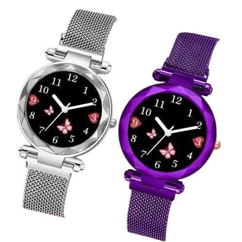 Elegant Floral Magnetic Watch Set for Women - Stylish Casual Analog Wristwatch with Adjustable Band - Perfect for Everyday Wear, Office, and Special Occasions