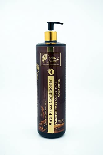 Onamart Professional Anti-Frizz Hair Conditioner with Cocoa Butter - Sulfate-Free, Deep Moisturizing Treatment for Frizzy Hair - Smooths, Controls Frizz & Adds Shine - 1 Liter Bottle for Women & Men - Perfect for Dry, Damaged & Curly Hair Care Routine