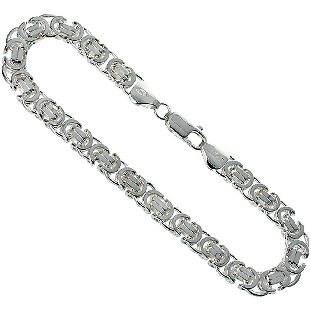 7mm Flat Byzantine Chain Necklace & Bracelet Set - Sterling Silver 7-30 Inch Adjustable Length | Perfect for Layering, Gifts & Everyday Jewelry