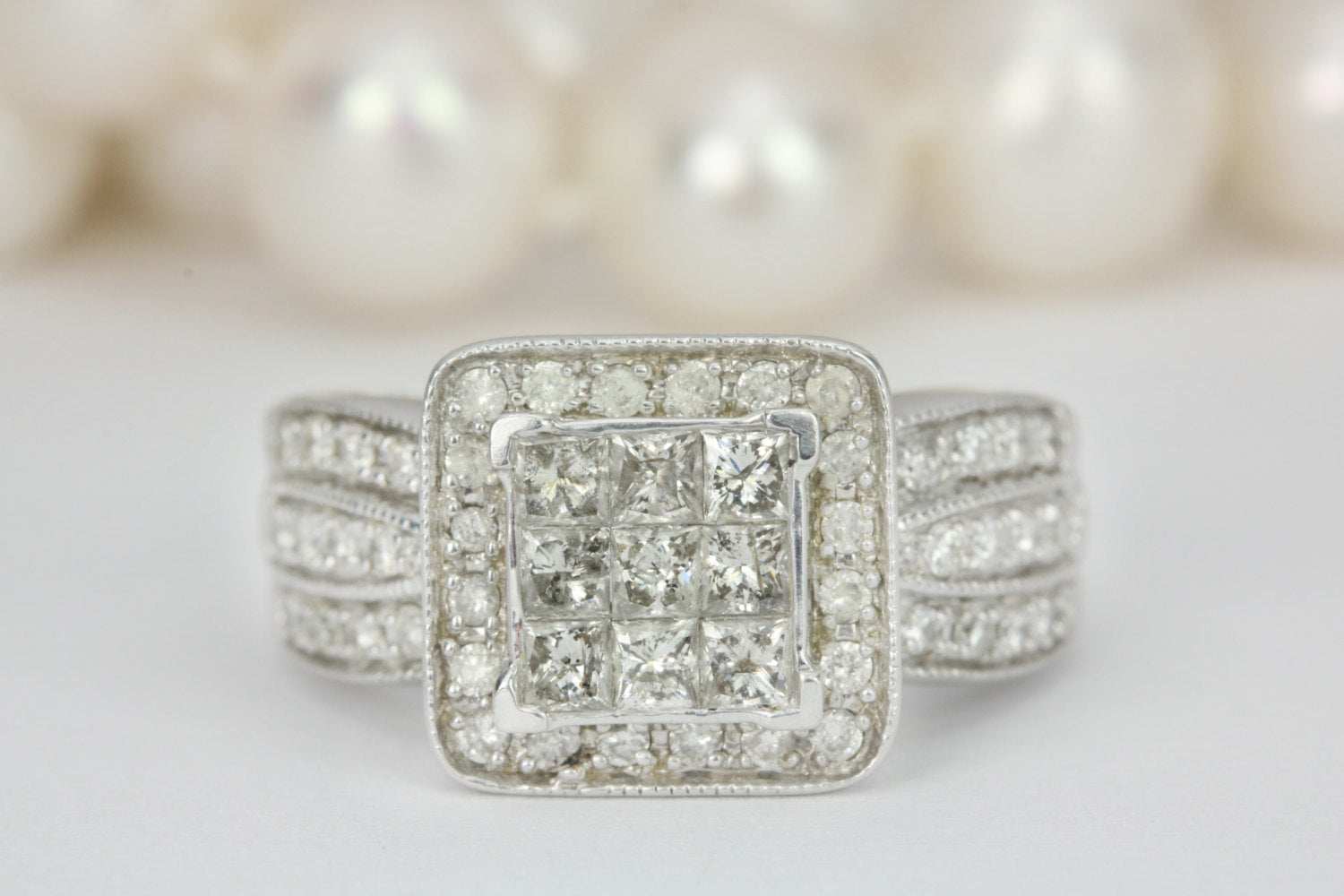 2.15 Carat 14K Gold Princess Cut Diamond Engagement Ring with Halo Setting - Perfect for Proposals, Anniversaries & Bridal Jewelry