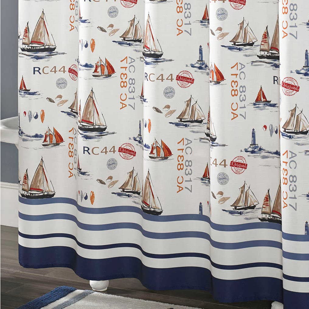DS BATH Yachots Waterproof Fabric Shower Curtain - 72